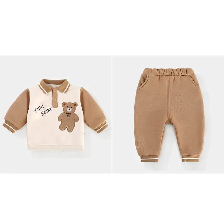 2 Pieces Set Baby Kid Boys Letters Cartoon Hoodies Sweatshirts And Solid Color Pants Wholesale 23101985