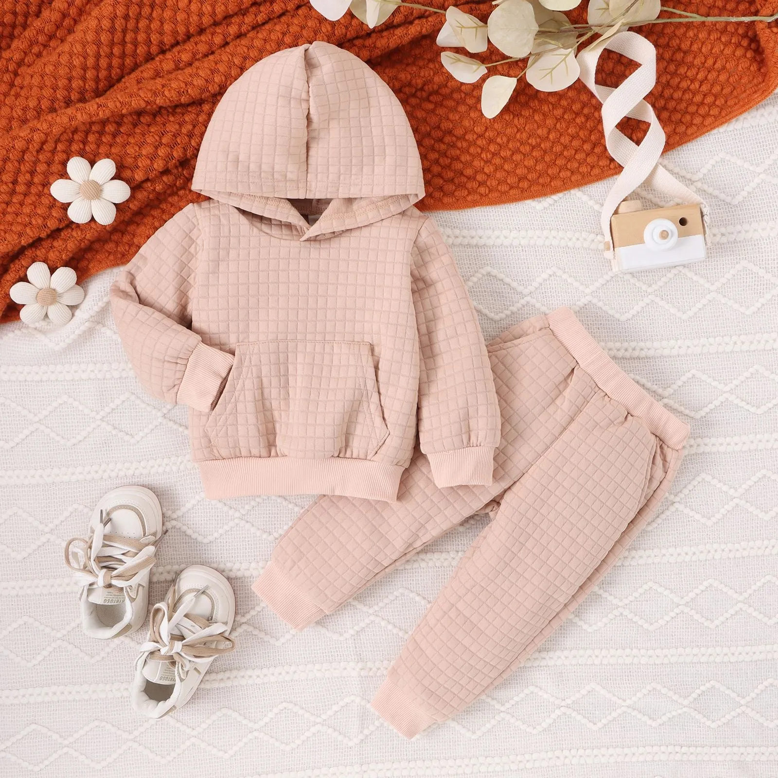 2 Pieces Set Baby Kid Girls Boys Solid Color Hoodies Sweatshirts And Pants Wholesale 24011138