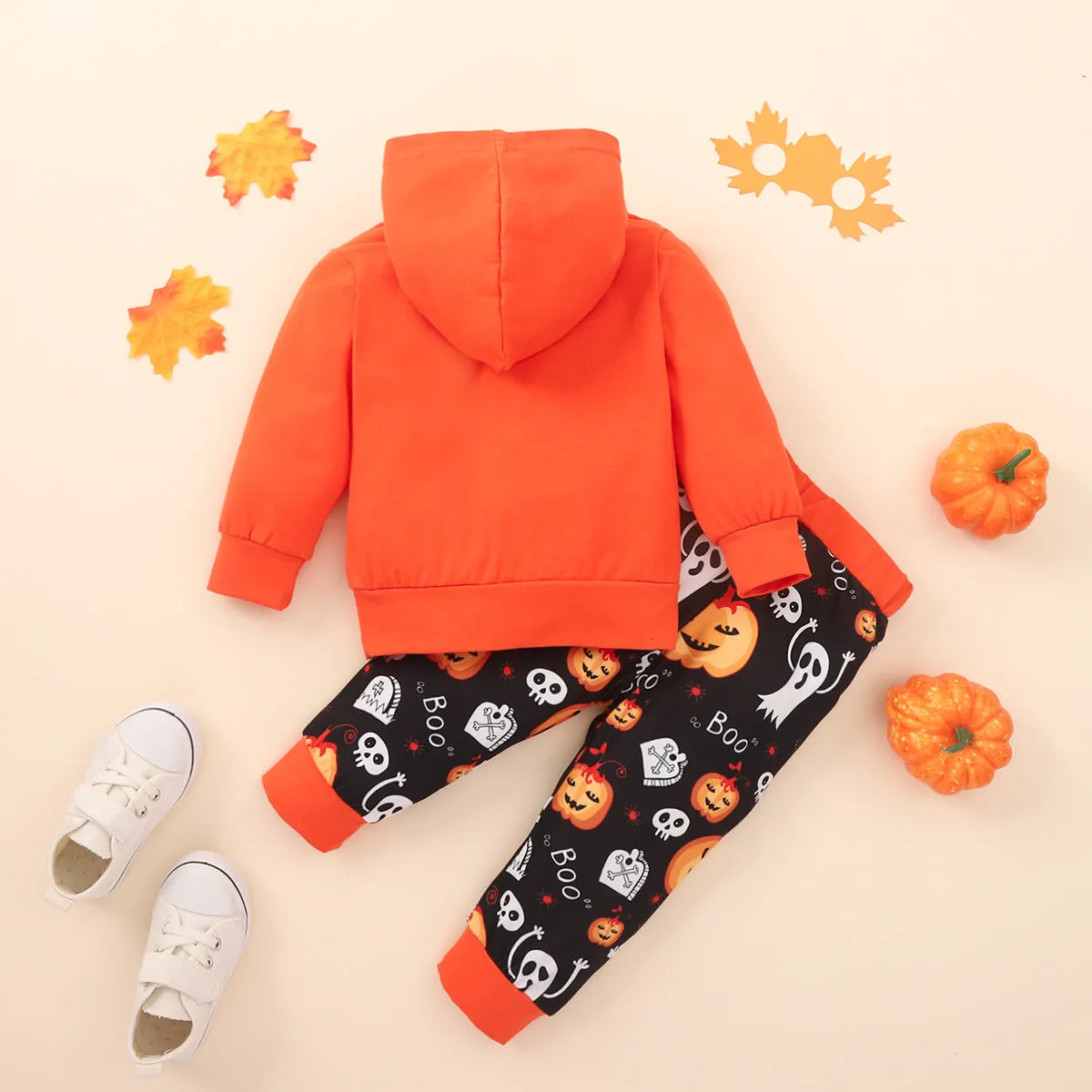 2 Pieces Set Baby Kid Girls Halloween Cartoon Print Hoodies Swearshirts And Pants