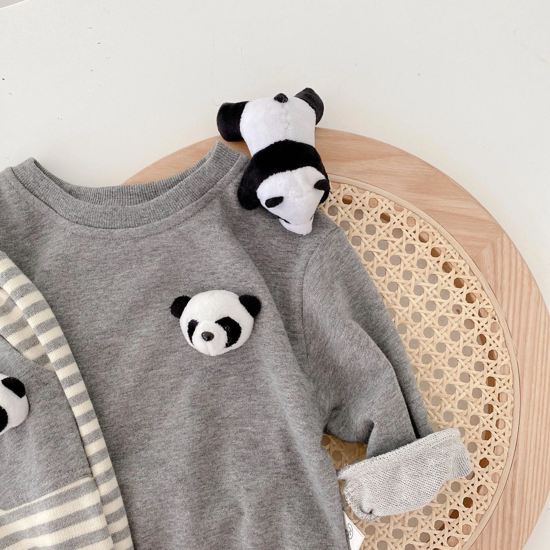 2 Pieces Set Baby Unisex Cartoon Print Hoodies Swearshirts And Striped And Color-blocking Pants