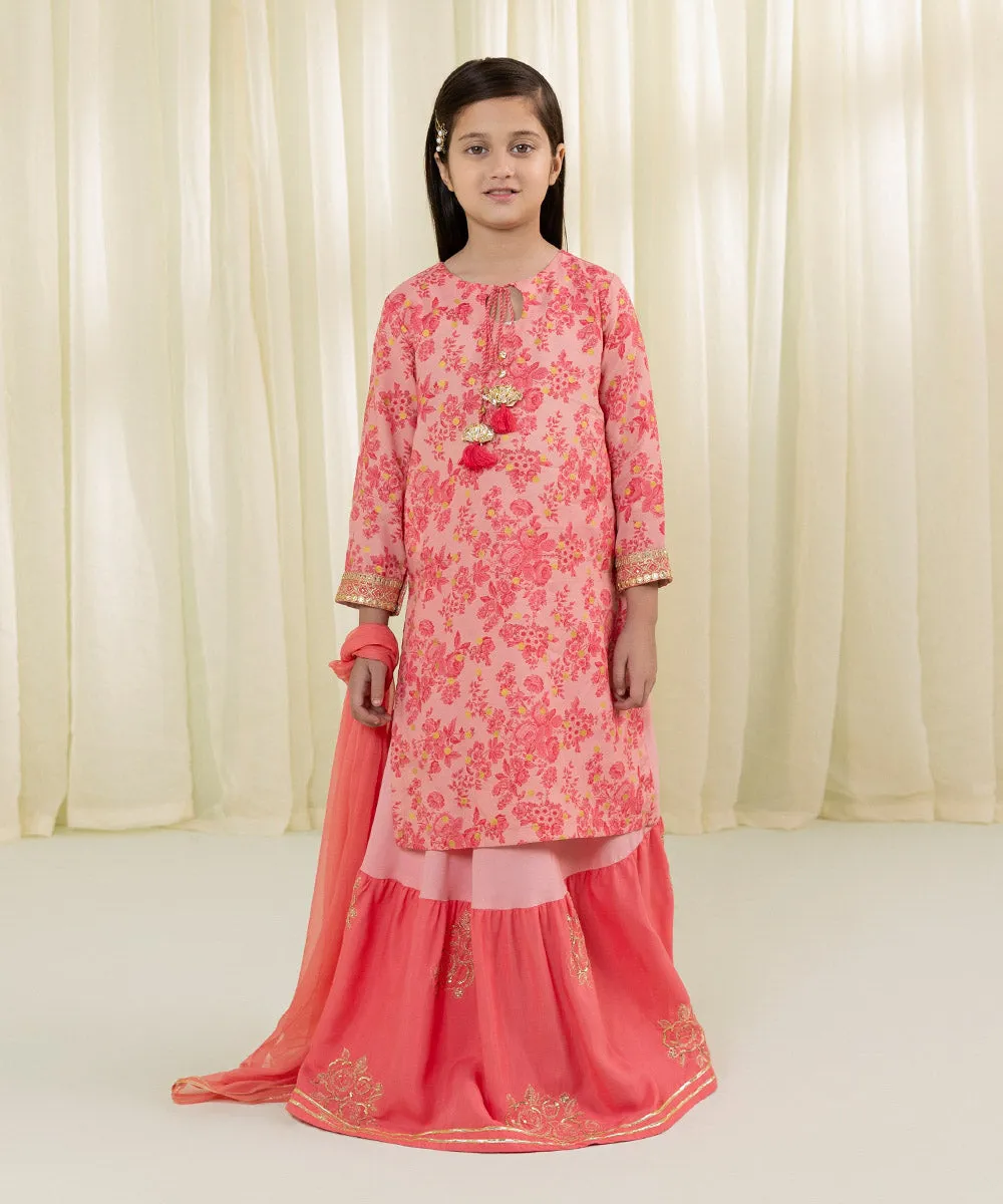 3 Piece - Embroidered Raw Silk Suit