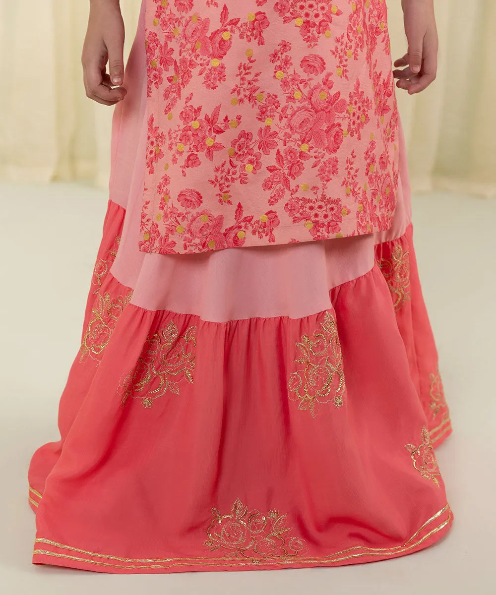 3 Piece - Embroidered Raw Silk Suit