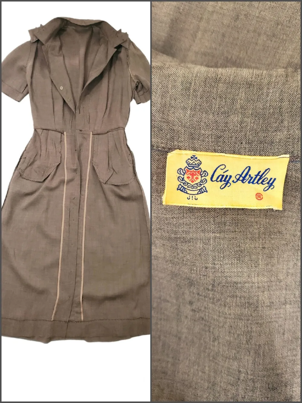 50s Slim Shirtwaist Dress in Taupe - sm, med