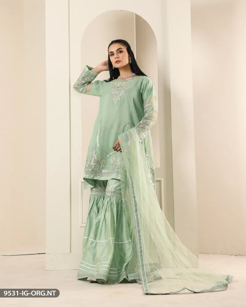 9531  Readymade Organza Net Suit