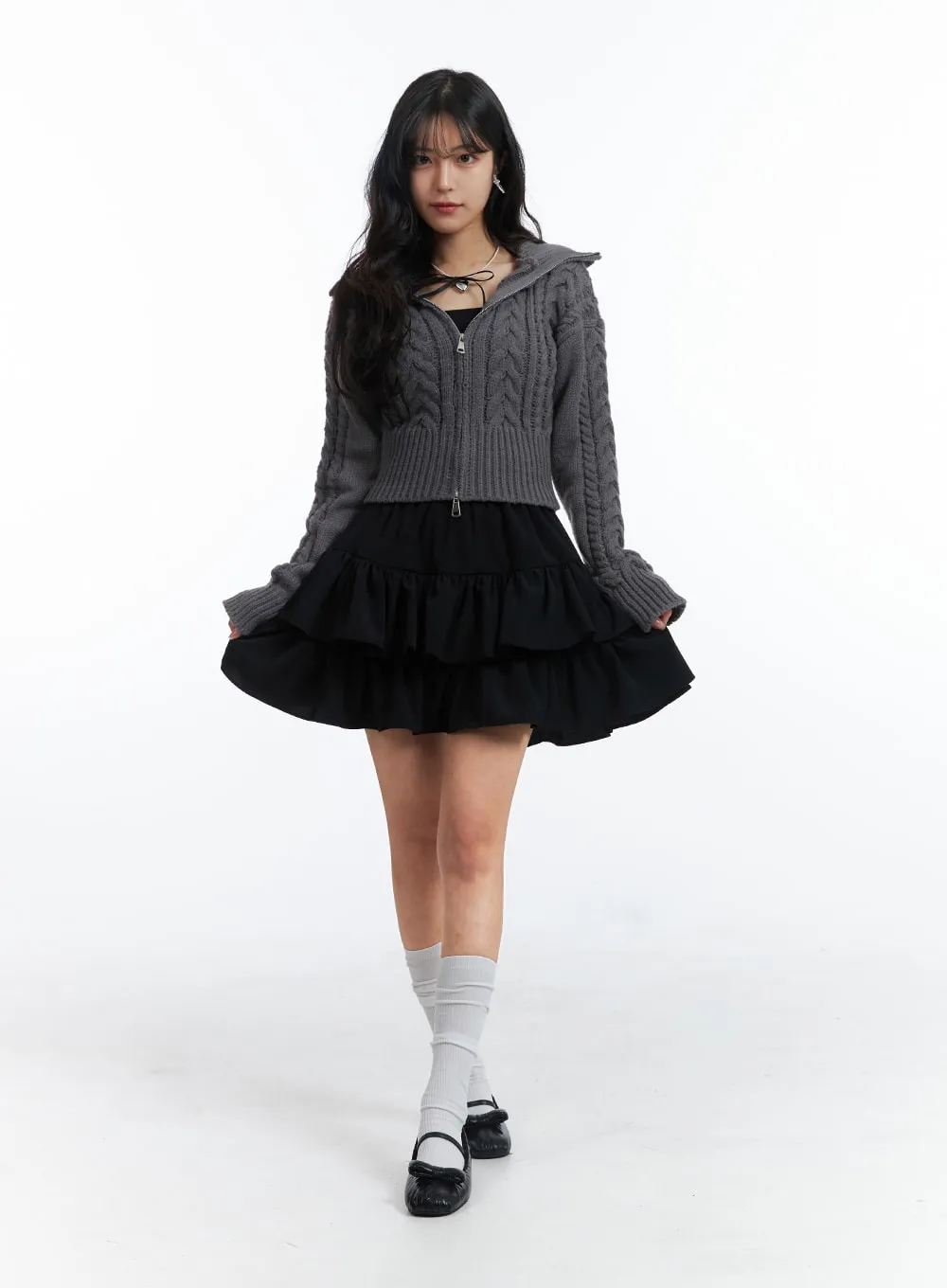 A-Line Layered Frill Mini Skirt OJ426