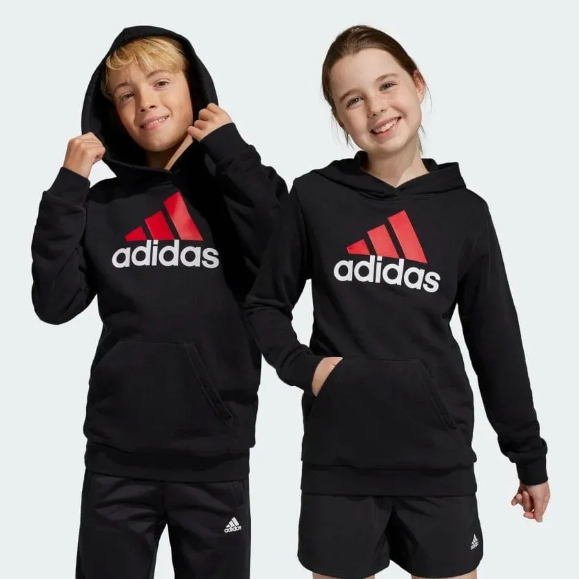 ADIDAS JUNIOR ESSENTIALS TWO-COLORED BIG LOGO COTTON BLACK/RED HOODIE