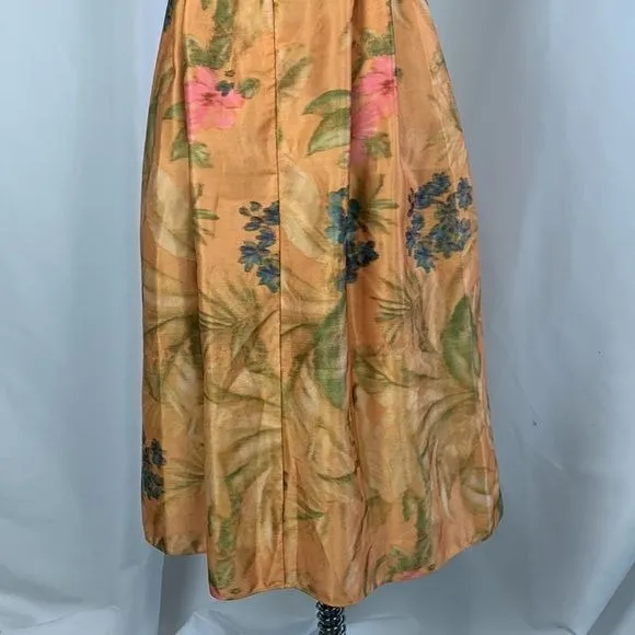 Anthropologie NWT Orange Print Pleated Bodice Dress