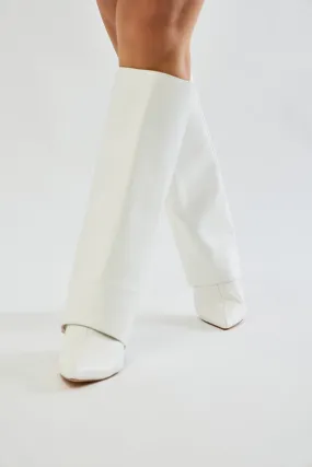 Arielle Overlay Knee High Boots - White