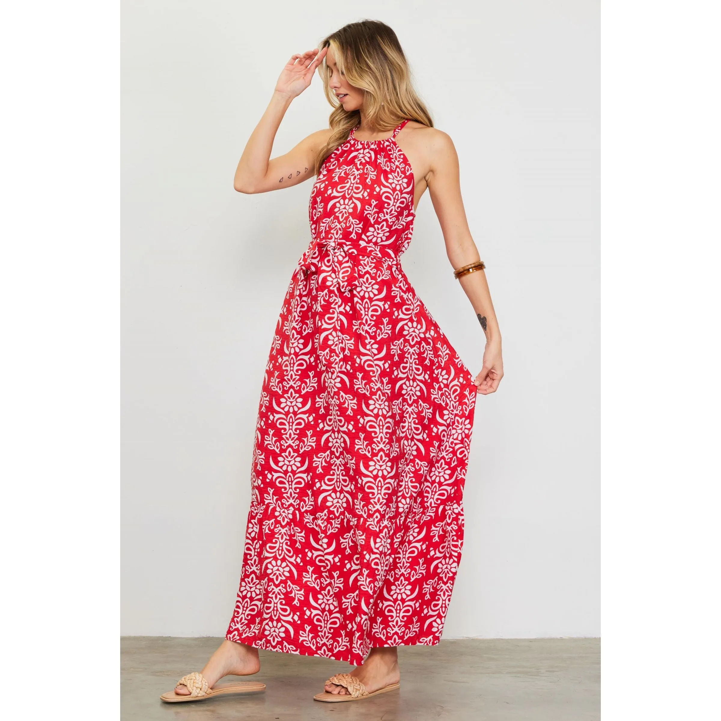 Ayanna Printed Halter Neck Maxi Dress