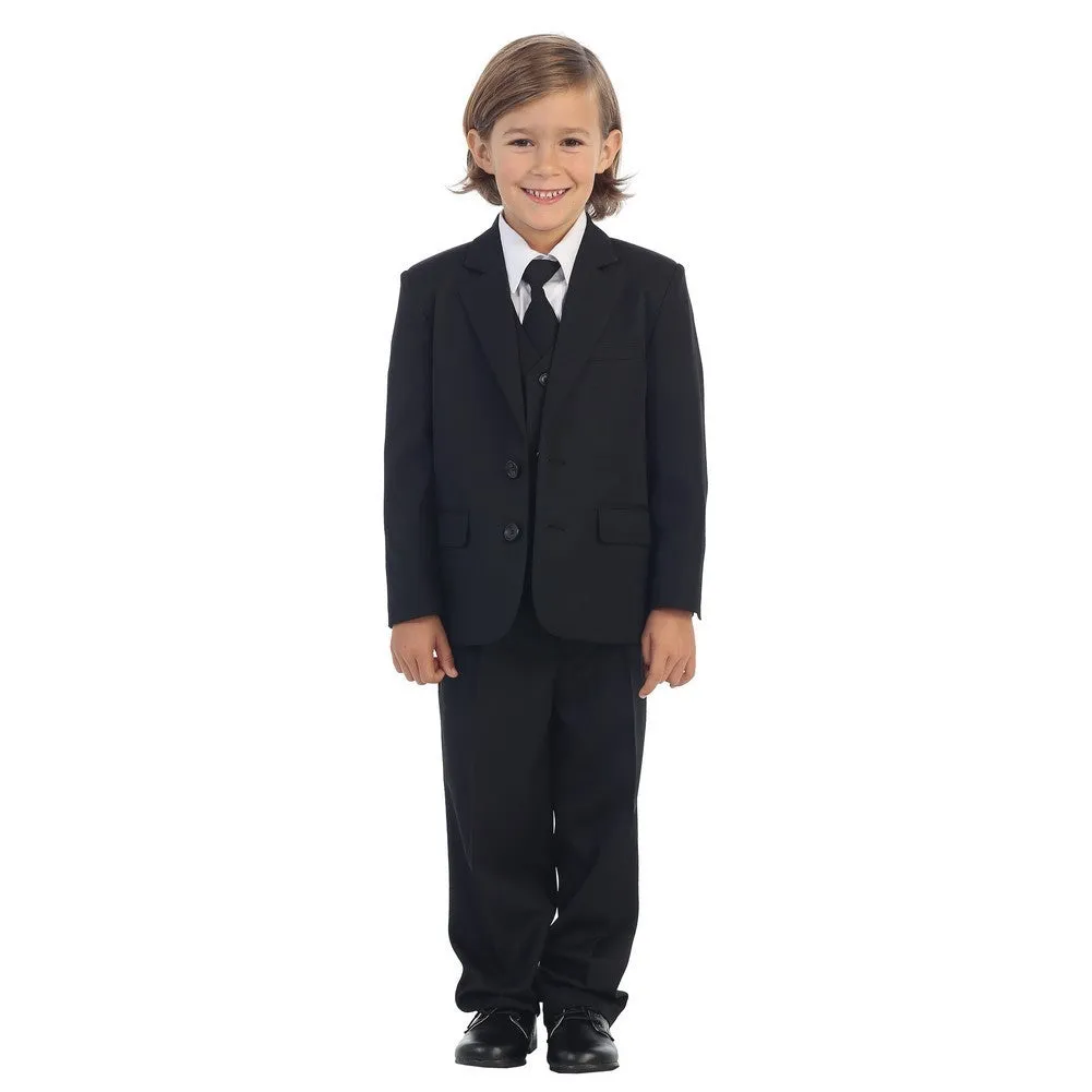 Baby Boys Black Jewels & Gents Jacket Vest Shirt Tie Pants 5 Pc Suit 6-24M