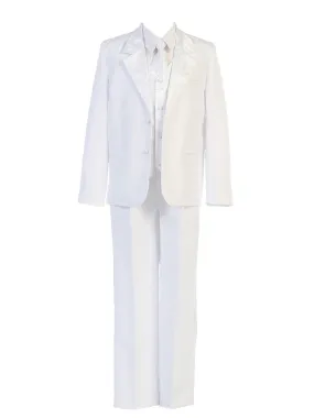 Baby Boys White Brocade Jacket Pants Vest Tie Shirt Suit 6-24M