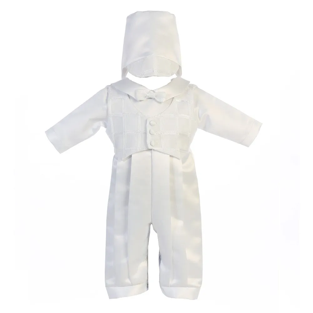 Baby Boys White Tie Romper Hat Andrew Christening Outfit 0-18M