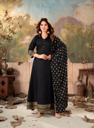 Beautiful Rayon Foil Print Gown And Dupatta Set Of 2