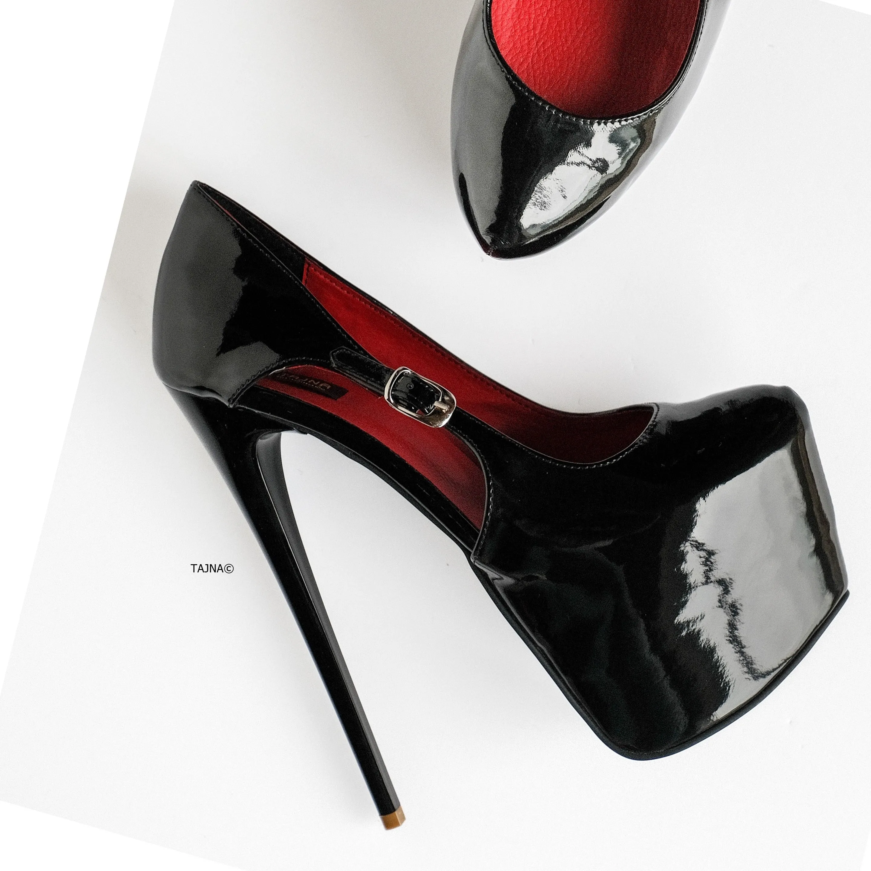 Black Gloss Open Side Detail High Heels