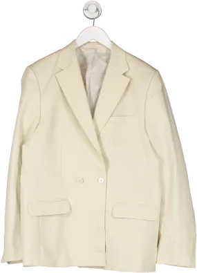 boohooMan Cream Relaxed Suit Jacket UK 10