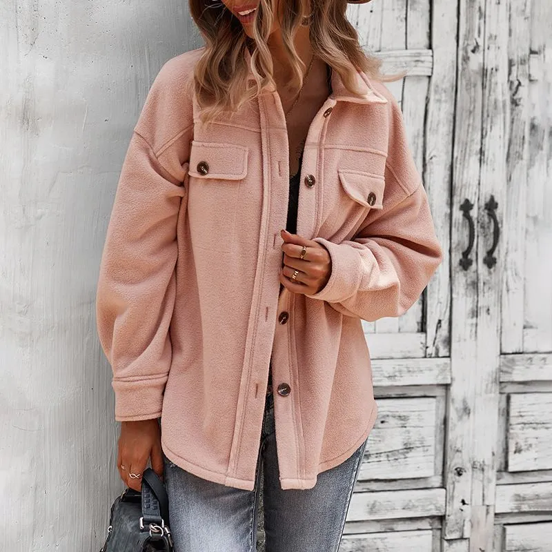 Classic Cool Oversized Cargo Woolen Shirt Jacket Coats