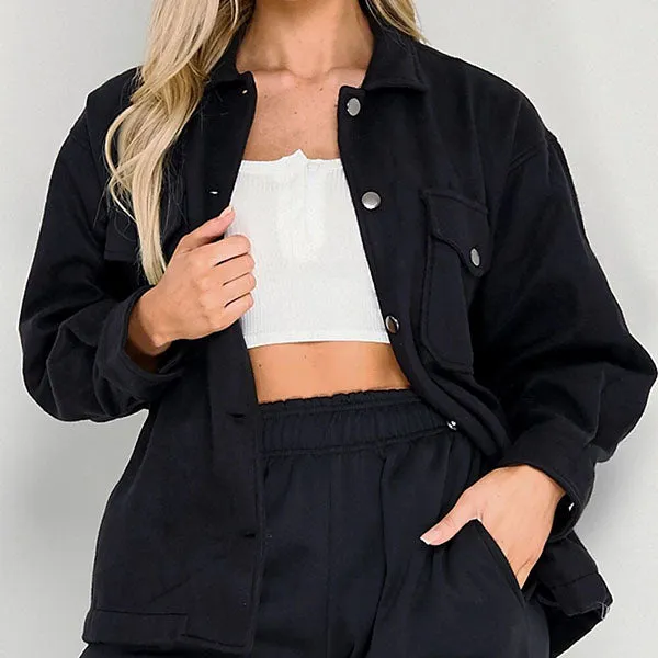 Classic Cool Oversized Cargo Woolen Shirt Jacket Coats