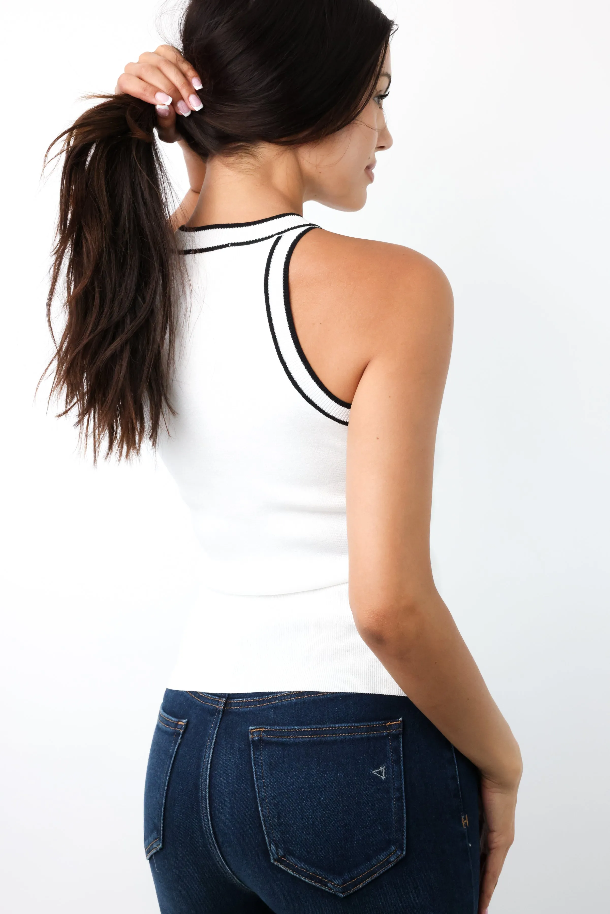 Contrast Halter Neck Sweater Top