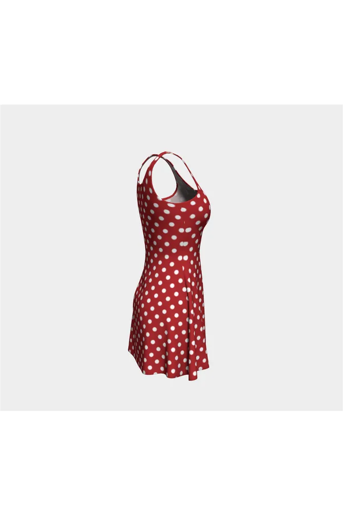 Coral Orange Polka Dot Flare Dress