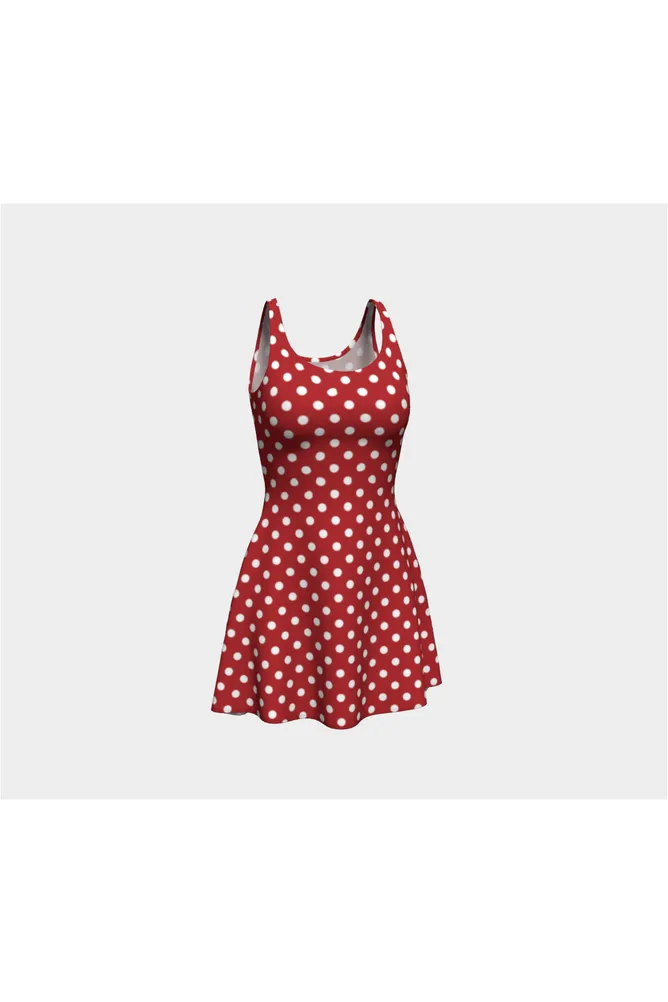 Coral Orange Polka Dot Flare Dress