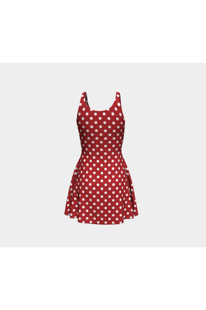 Coral Orange Polka Dot Flare Dress