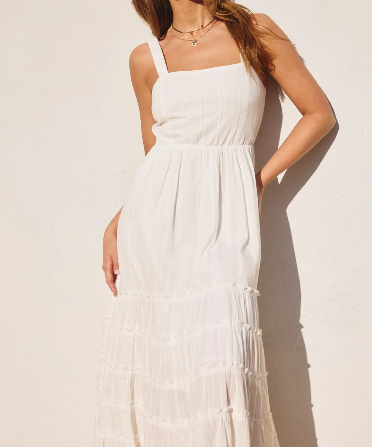 Cotton Jacquard Tiered Dress - Ivory