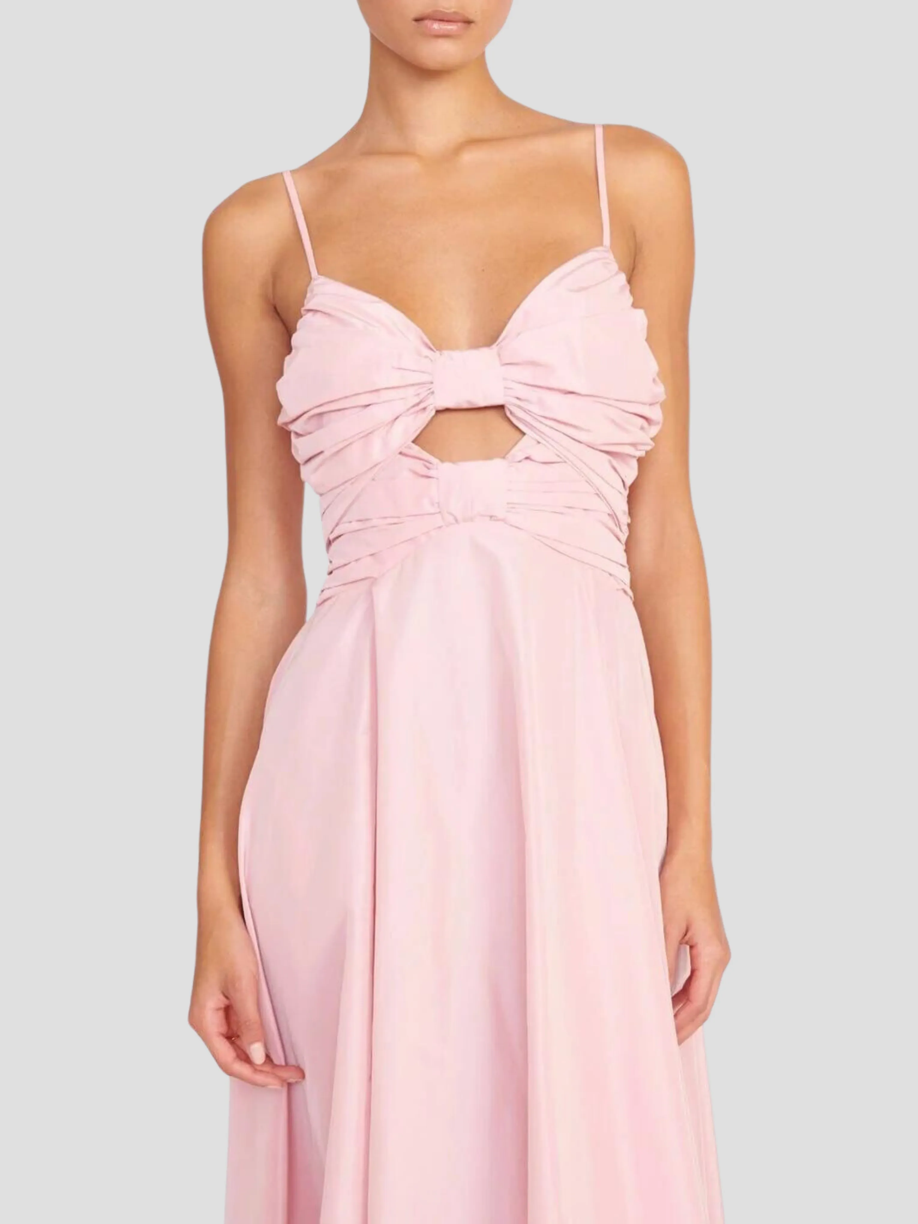 Dayanara Pink Bow-Front Midi Dress