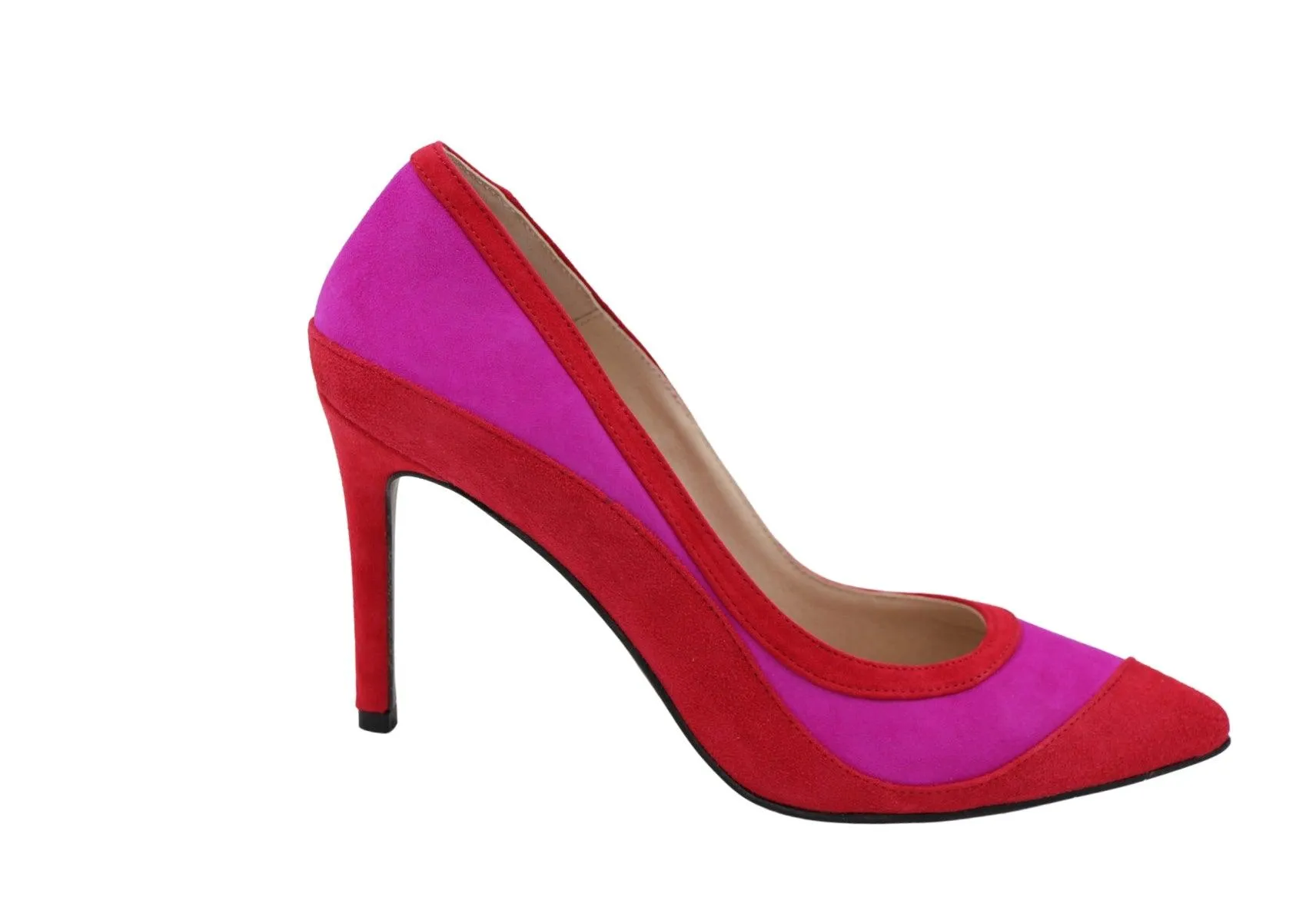 EMIS Magenta and red suede stiletto