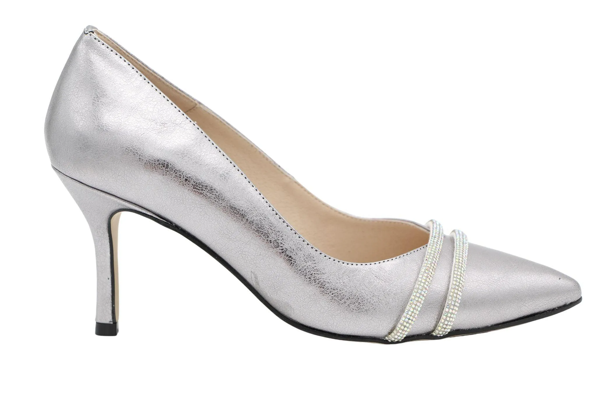 EMIS Pewter Pointed Toe Court Shoe