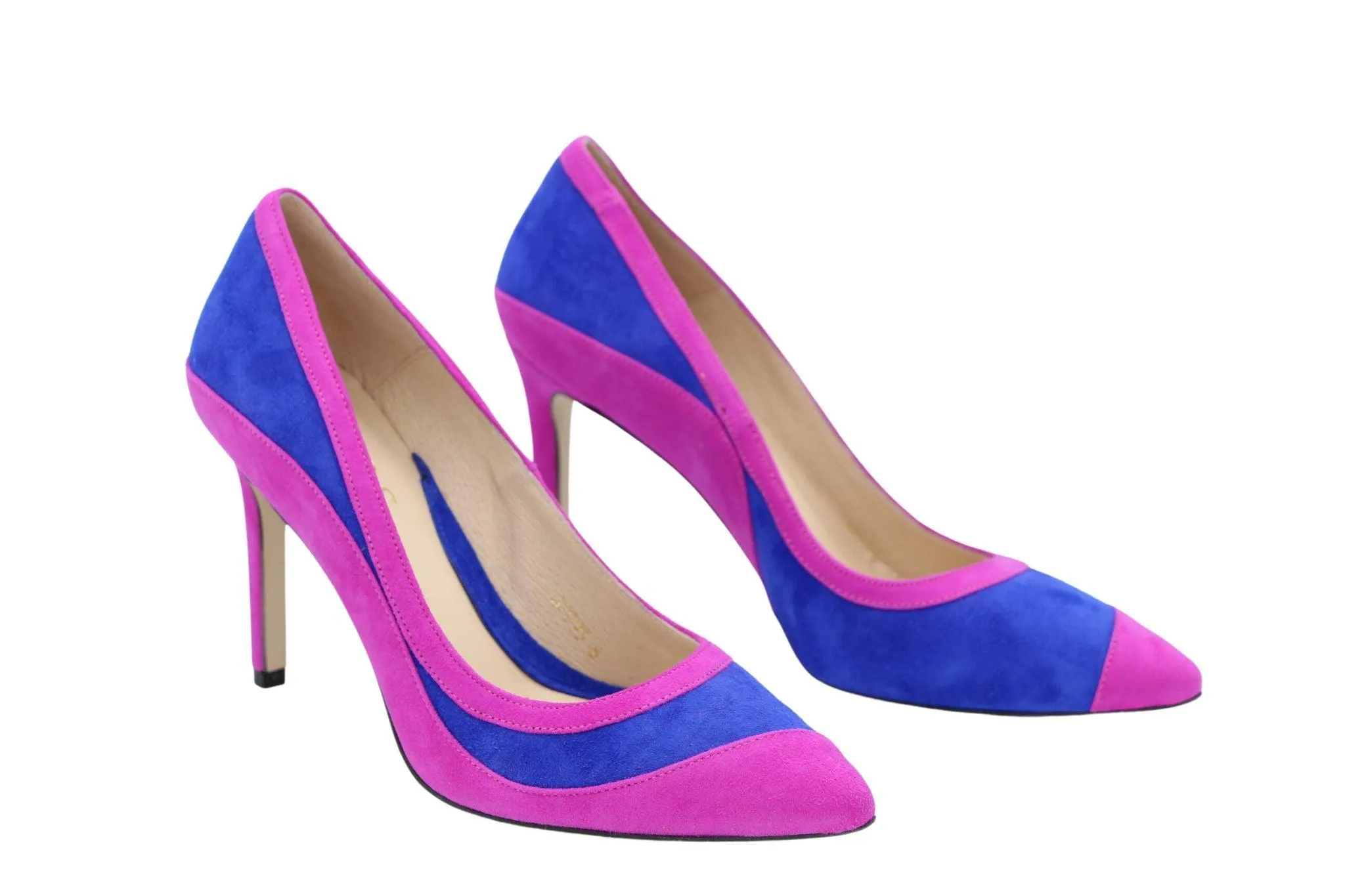 EMIS Pink Royal Blue Suede Pointed  toe Shoe