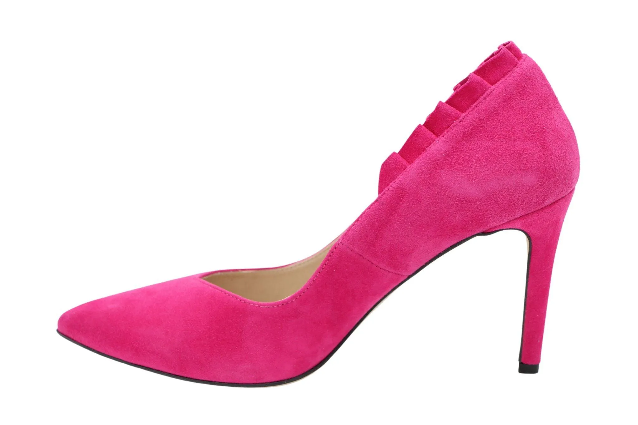 EMIS Pink suede Pointed Toe Shoe with frill