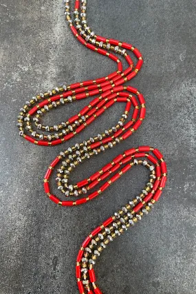 Extended Length 60 Inch Glamorous Life Red Tie On Waist Beads