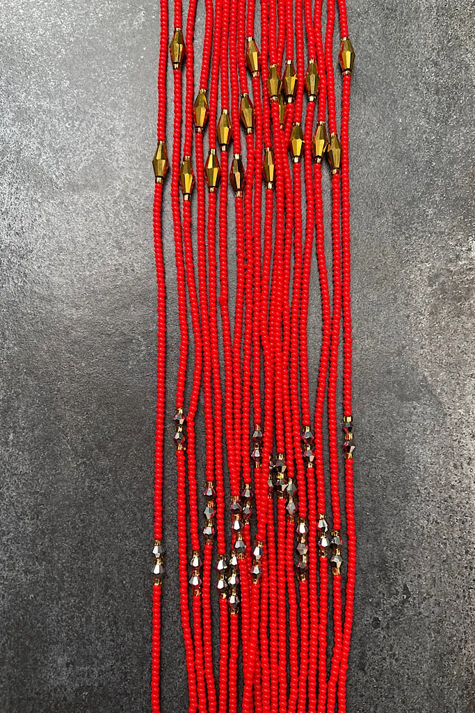 Extended Length 60 Inch Rich Auntie Red Waist Beads