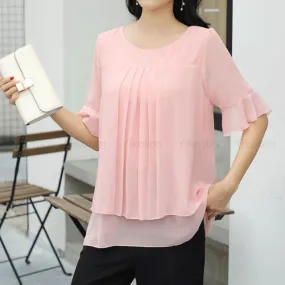 Fashion Tunic Dress Blouse - Pink