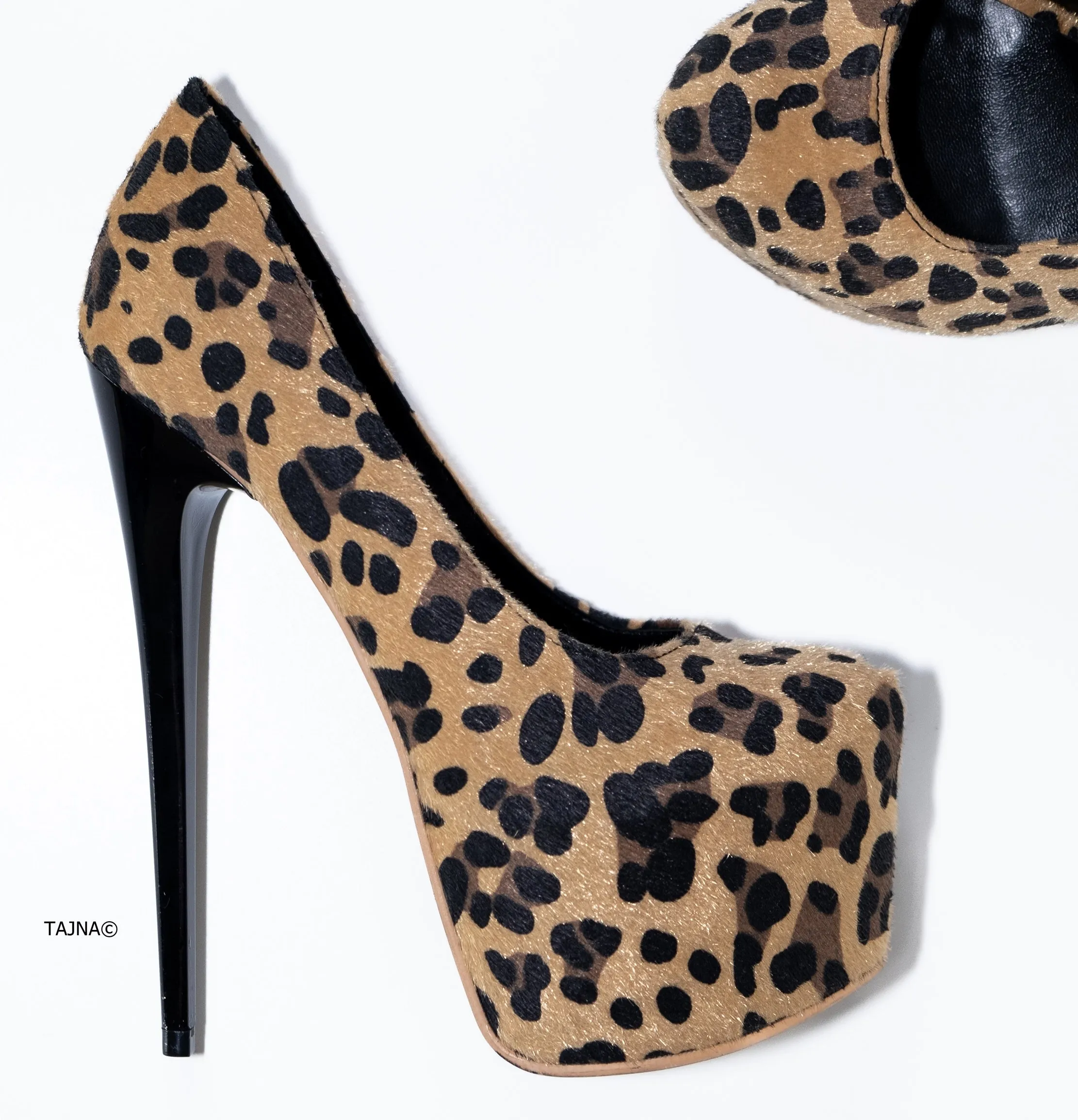 Faux Leopard Touch High Heel Platform Pumps