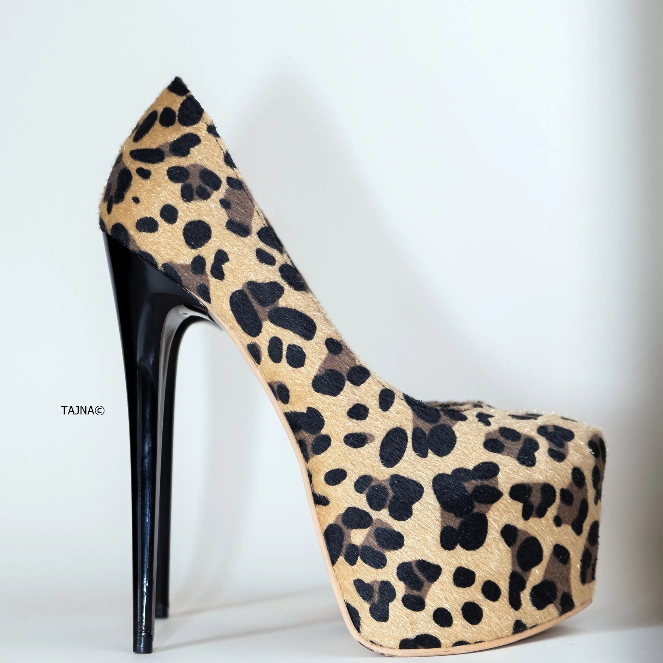 Faux Leopard Touch High Heel Platform Pumps