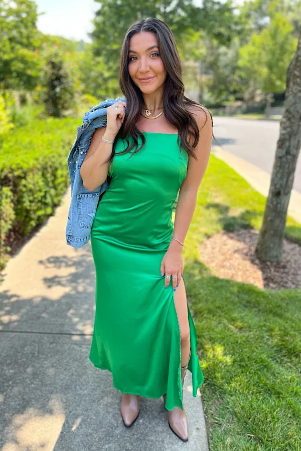 Feeling Lucky Green Slip Maxi Dress