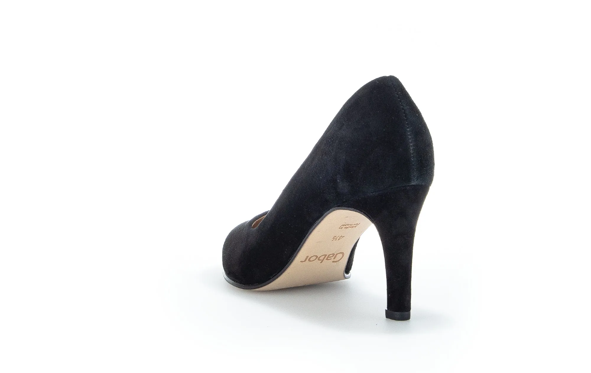 GABOR Black Suede Pointed Toe Court Shoe