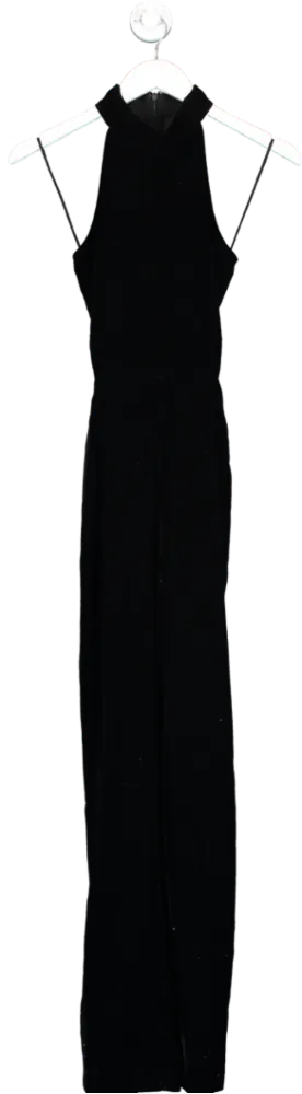 GAP Black Velvet Mock Neck Halter Jumpsuit UK XS