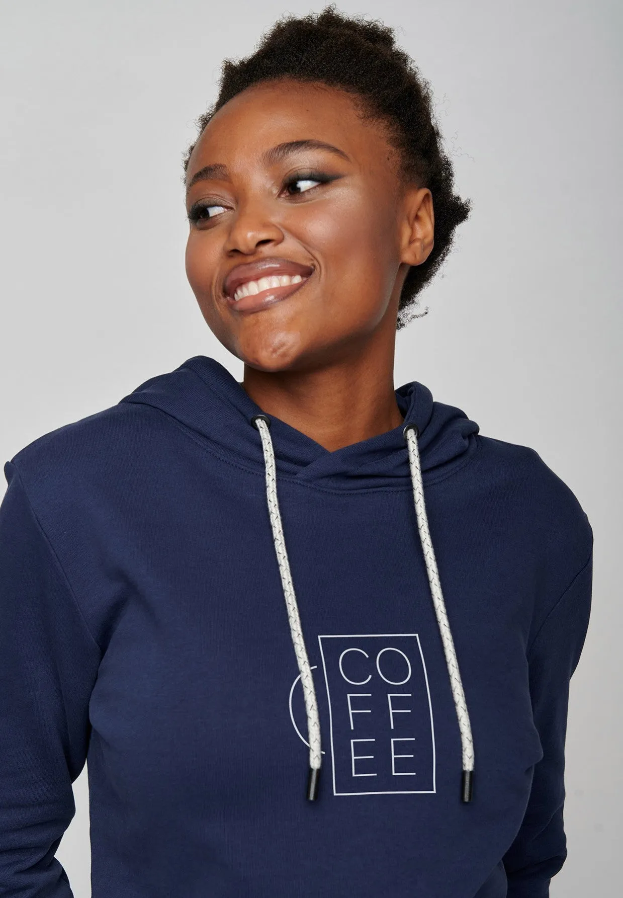 Greenbomb Women's Navy Coffee Cup Chipper Hoodie