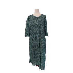 House Brand Green & Black Floral Printed Long Dress | Like New |