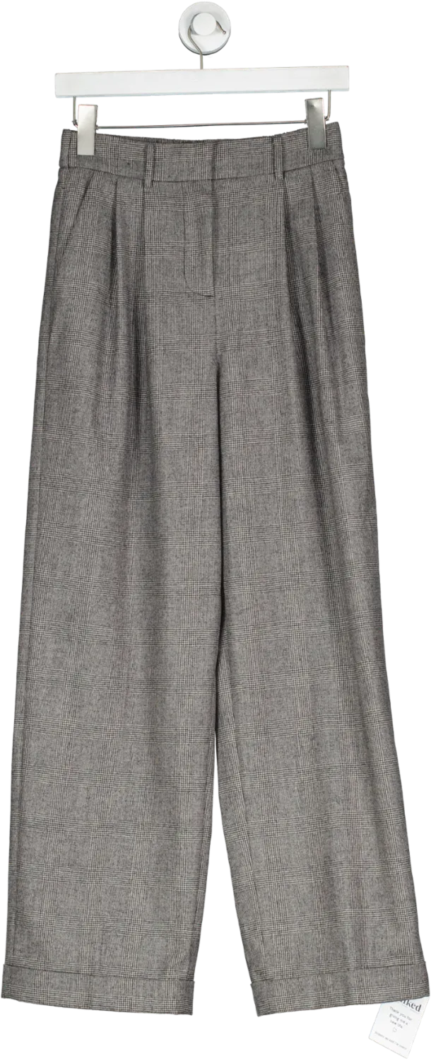 lilysilk Grey Wide Leg Wool-flannel Suit Trousers UK 4