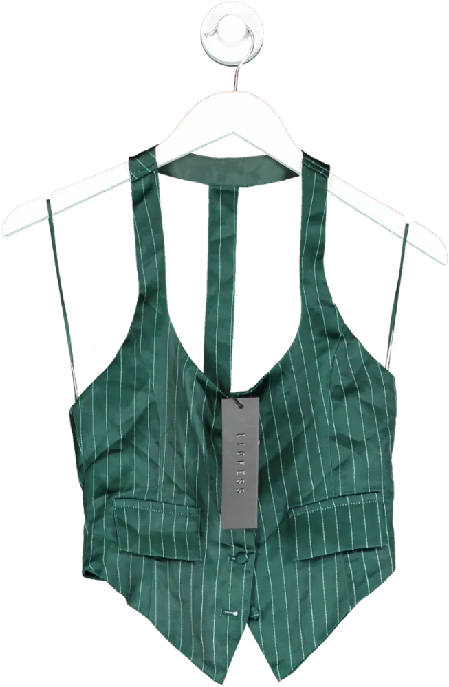 Lioness Green Nyc Pinstripe Halter Top UK XS