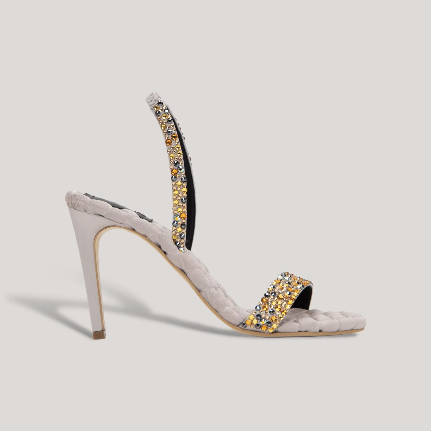 LIZA | Grey - Multicolor Crystal Satin Sandals