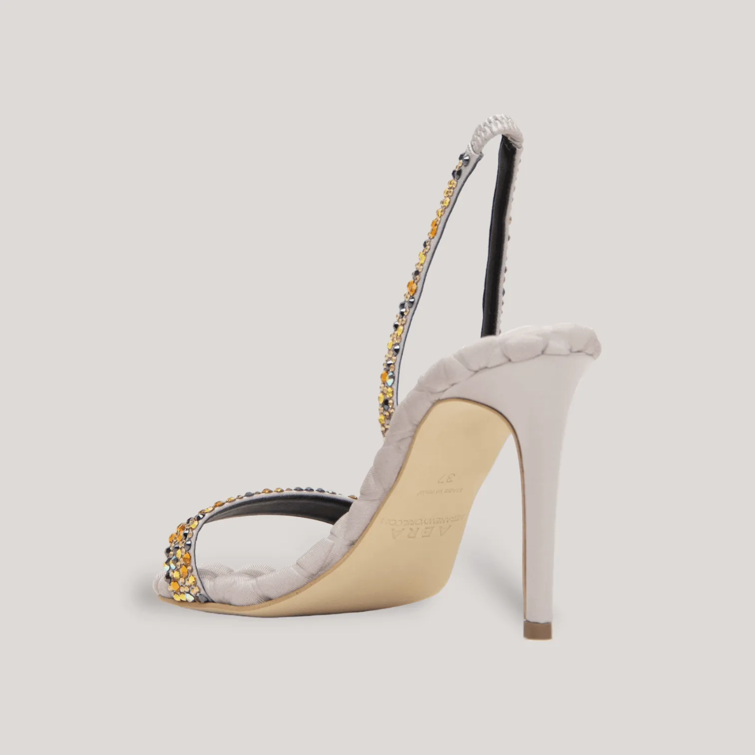 LIZA | Grey - Multicolor Crystal Satin Sandals