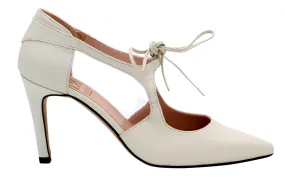 MARIAN Off White Leather Pointed Toe Shoe with Tie