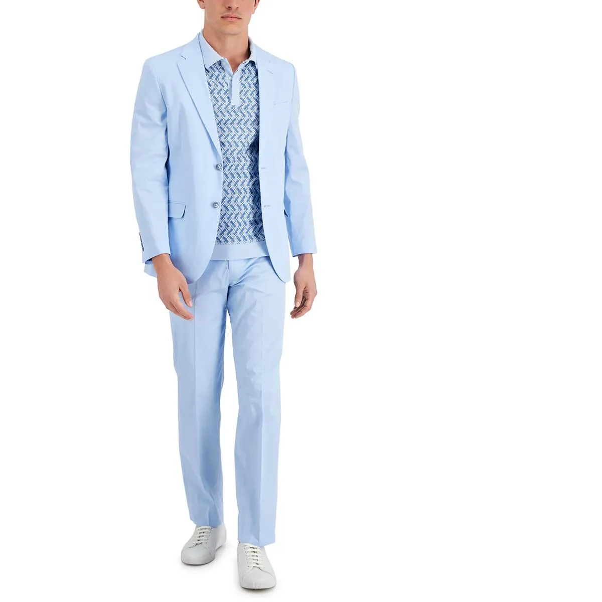 Mens Stretch Cotton Two-Button Suit