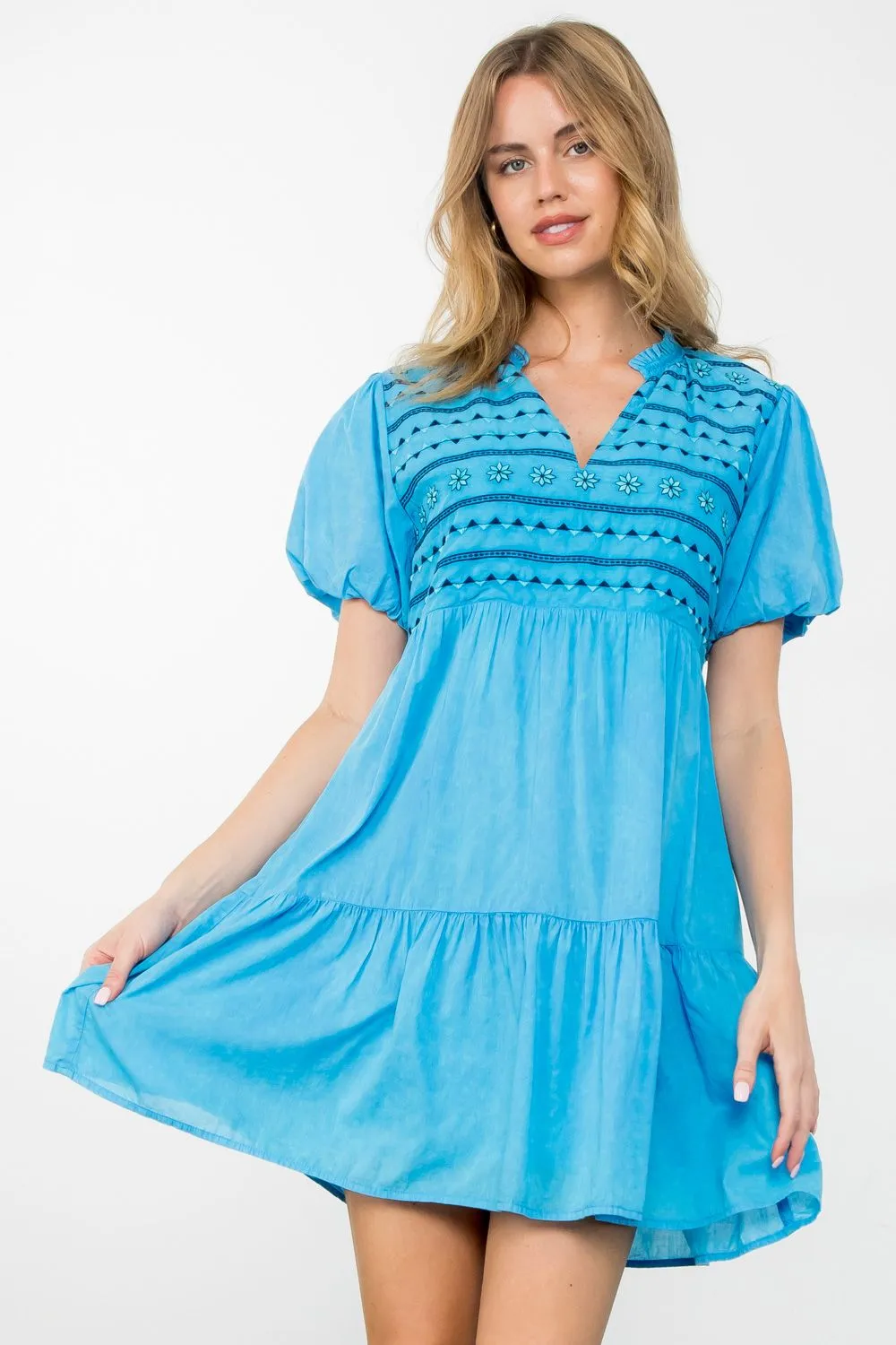 Mora Short Sleeve Tiered THML Dress