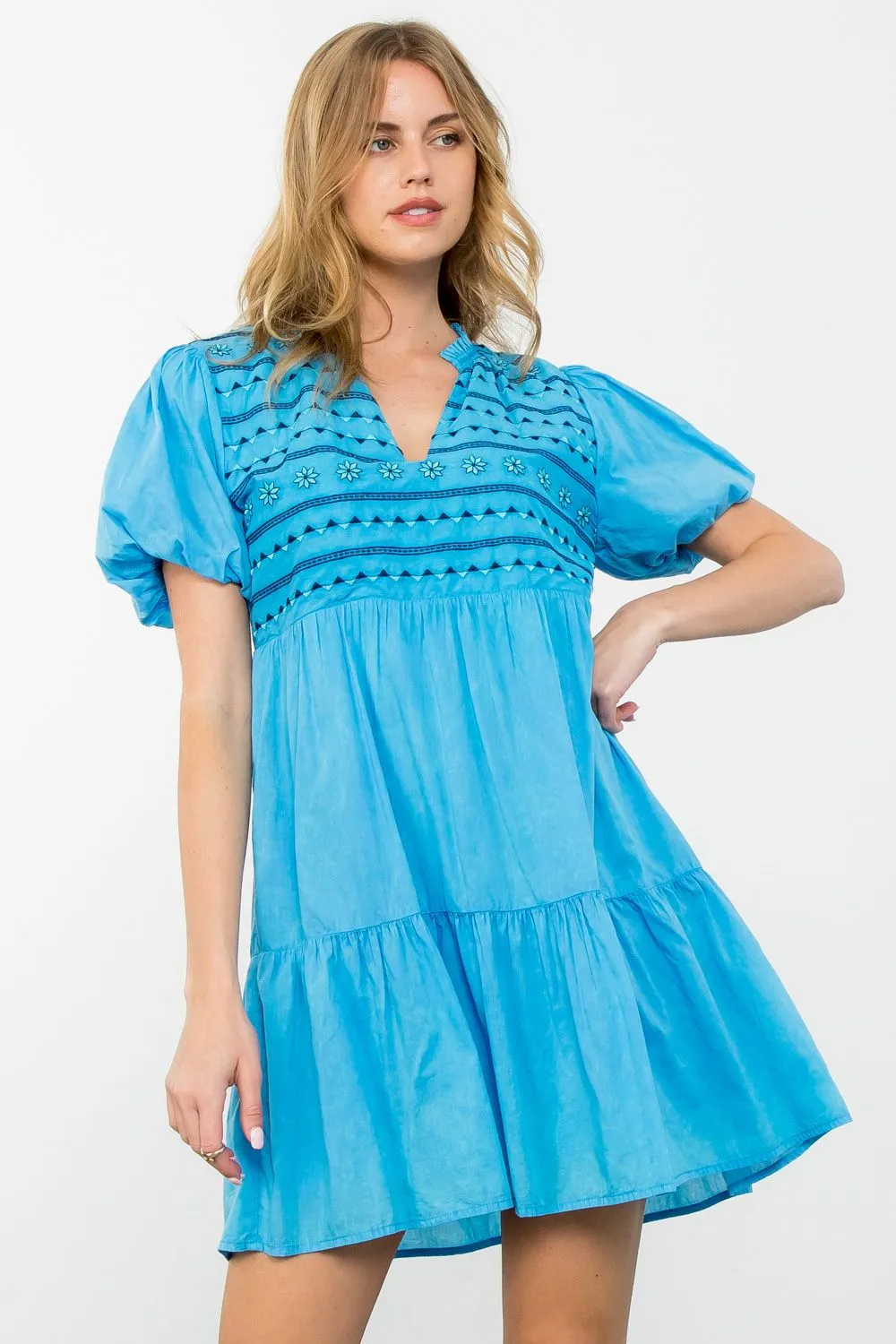 Mora Short Sleeve Tiered THML Dress