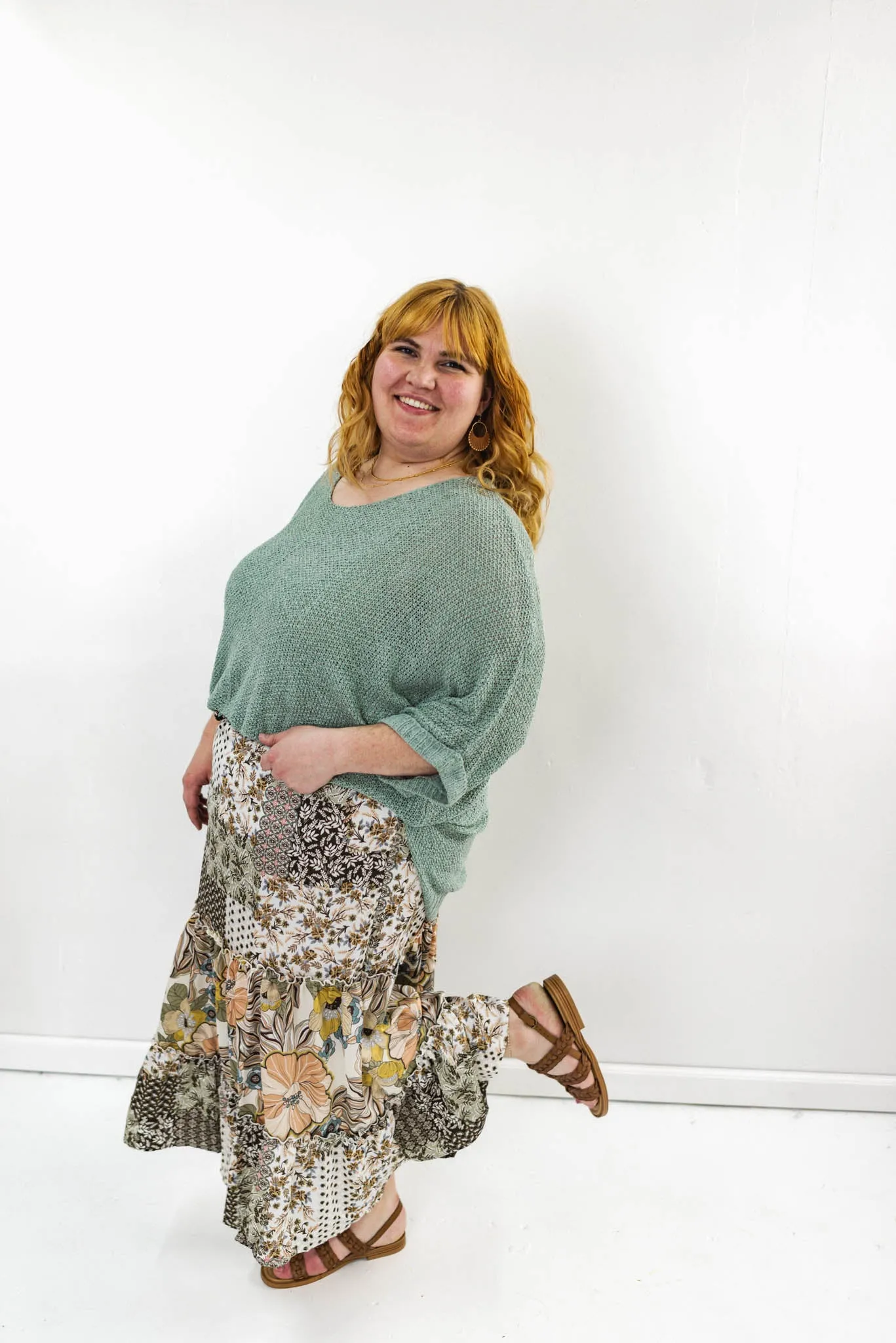 New Beginnings Curvy Floral Skirt